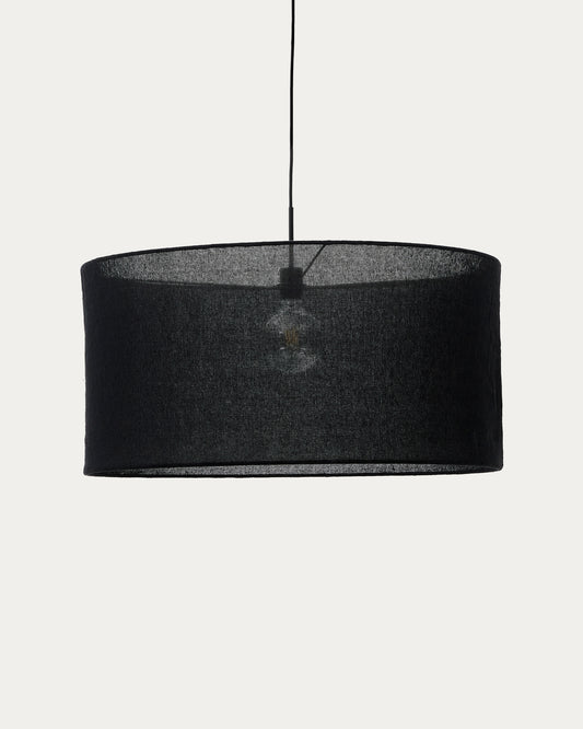 Abat-jour pour plafonnier Mariela en lin avec finition noire Ø 80 x 40 cm