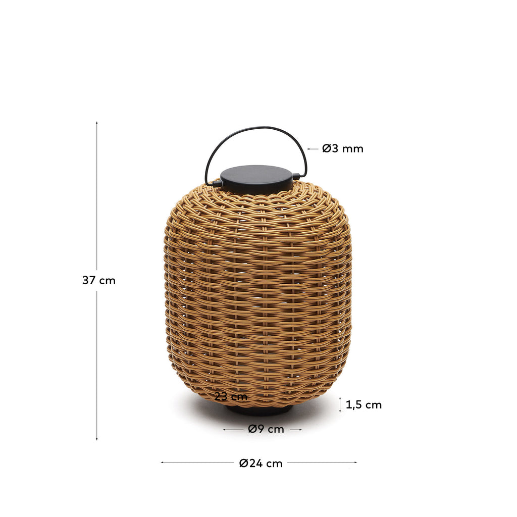 Lampe de table baladeuse petit format Saranella en rotin synthétique marron