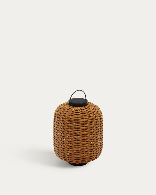 Lampe de table baladeuse petit format Saranella en rotin synthétique marron