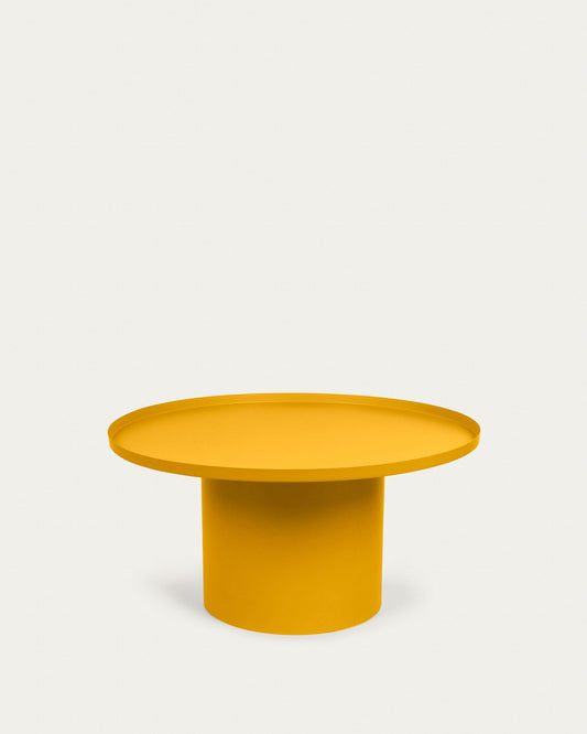 Table basse ronde Fleksa en métal jaune Ø 72 cm