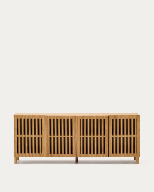 Buffet Beyla 4 portes en bois de frêne et placage de chêne 180 x 71,5 cm FSC 100 %