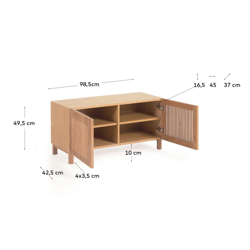 Meuble à chaussures Beyla 2 portes en bois de frêne et placage de chêne 98,5 cm FSC 100 %