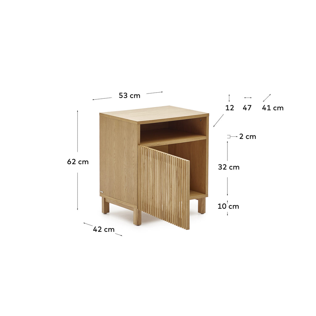 Table de nuit Beyla en bois de frêne et placage de chêne 53 x 62 cm FSC 100 %
