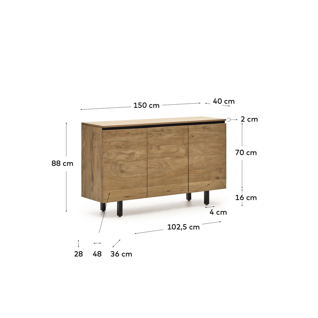 Buffet Uxue en bois d'acacia finition naturelle 150 x 88 cm
