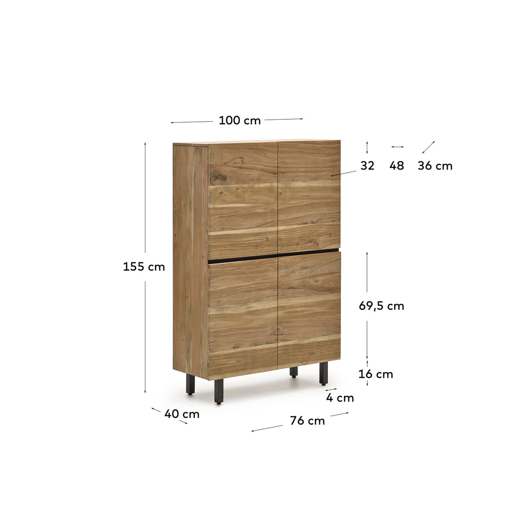Buffet Uxue en bois d'acacia finition naturelle 100 x 155 cm