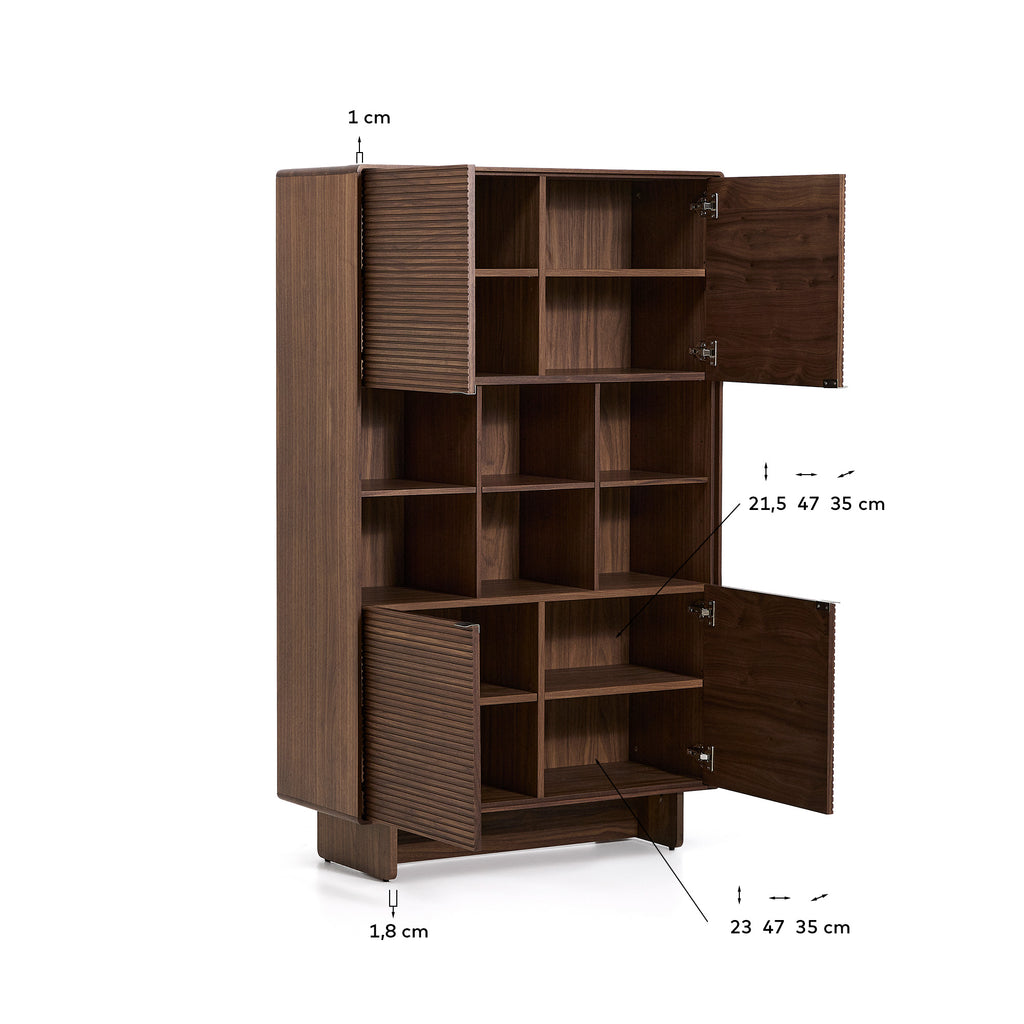 Buffet haut Norlen 4 portes en placage de noyer FSC Mix Credit 100 x 163 cm
