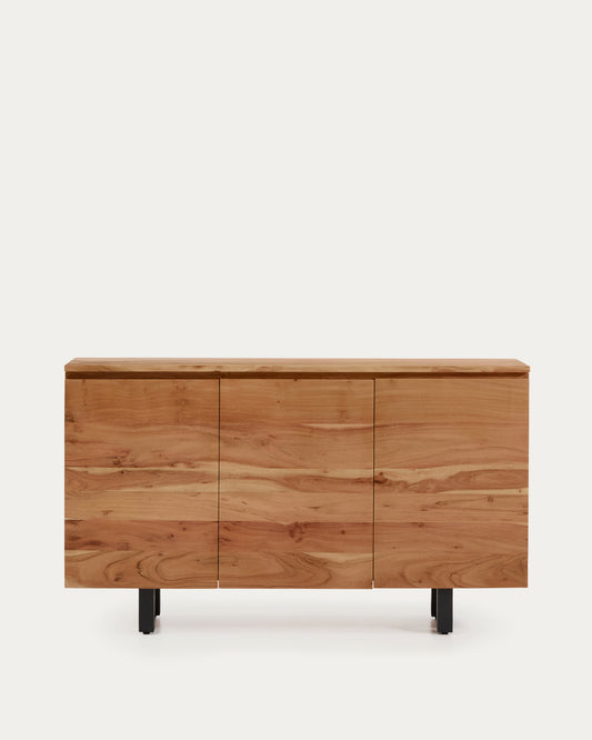 Buffet Uxue 3 portes en bois d’acacia avec finition blanchie 150 x 88 cm