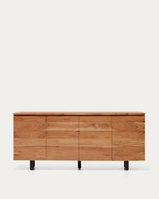 Buffet Uxue 4 portes en bois d’acacia avec finition blanchie 200 x 88 cm