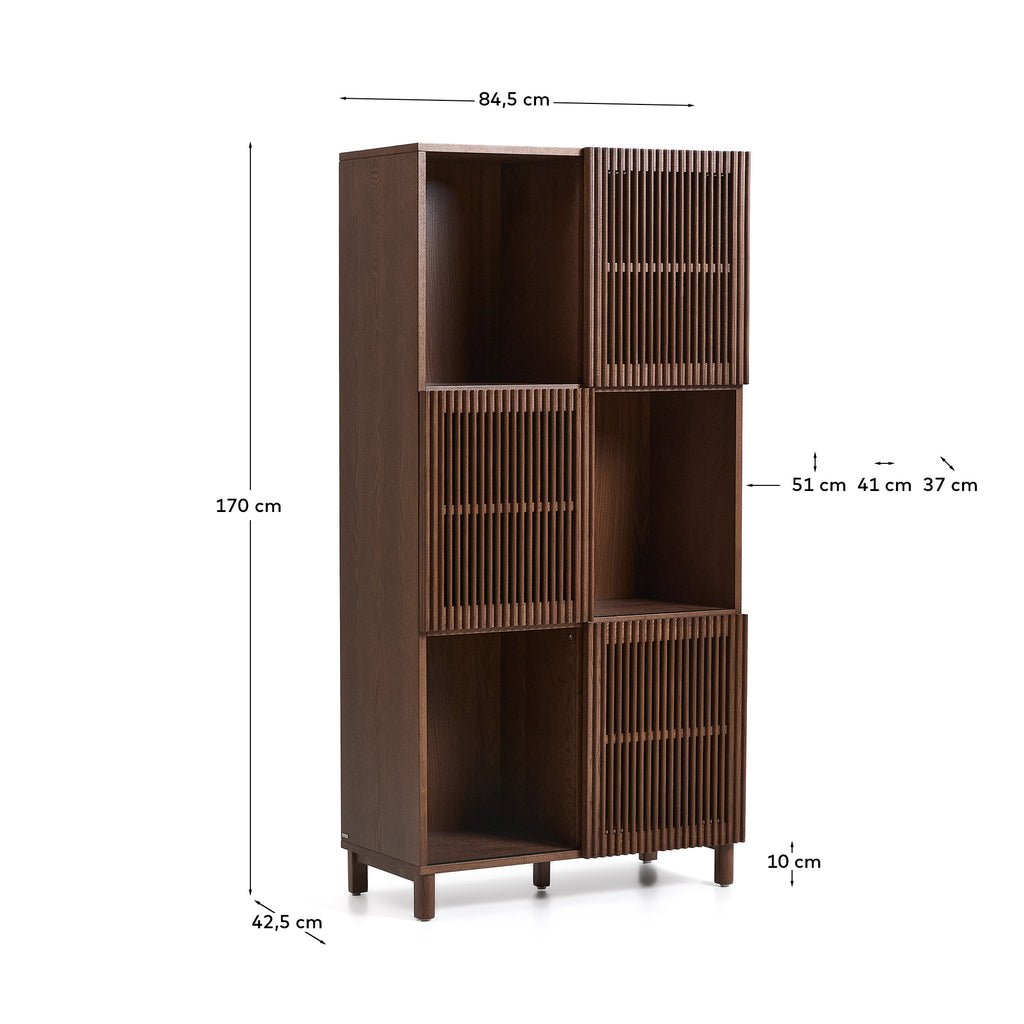 Étagère Beyla en placage et bois de frêne avec finition ton noyer 84,5 x 170 cm FSC 100 %