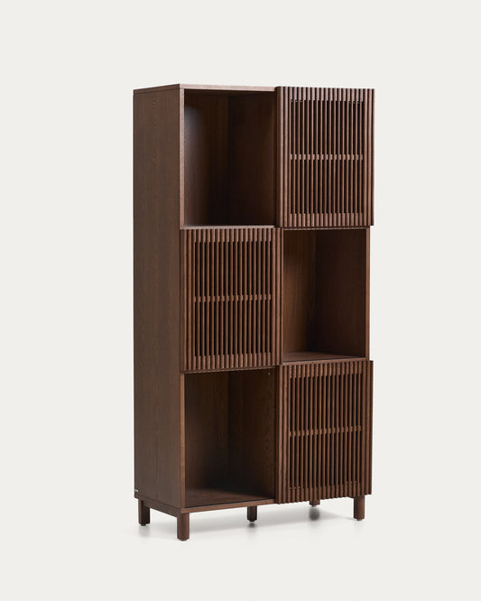 Étagère Beyla en placage et bois de frêne avec finition ton noyer 84,5 x 170 cm FSC 100 %