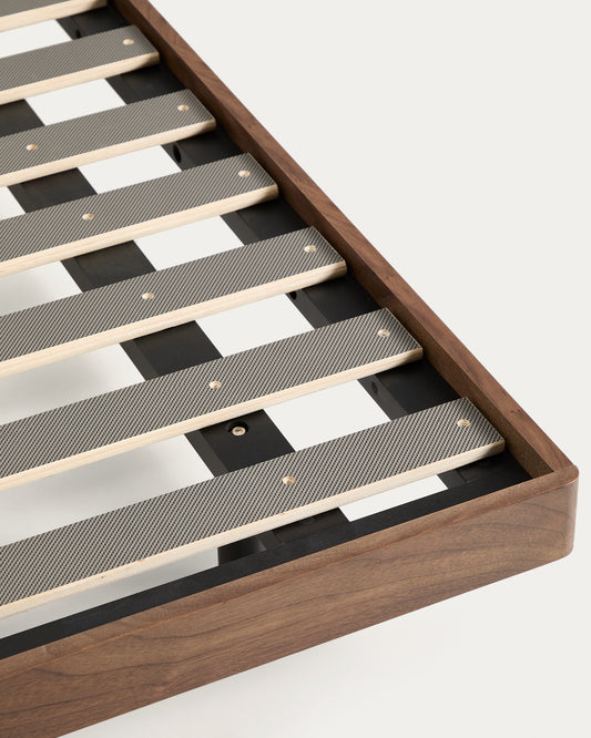 Base Norlen en placage de noyer avec finition foncée pour matelas de 160 x 200 cm FSC Mix Credit