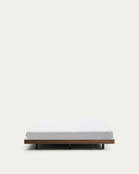 Base Norlen en placage de noyer avec finition foncée pour matelas de 160 x 200 cm FSC Mix Credit