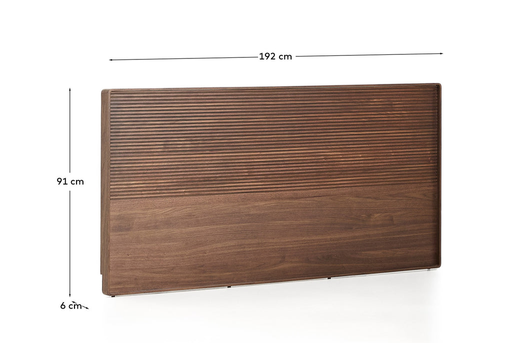 Tête de lit Norlen en placage de noyer avec finition foncée et lumière LED pour lit jusqu’à 180 cm FSC Mix Credit