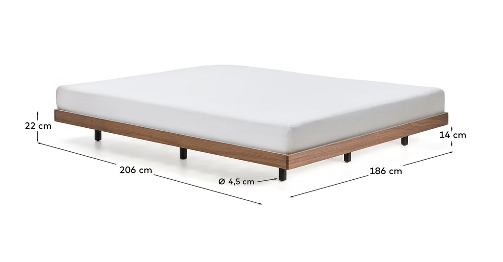Base Norlen en placage de noyer avec finition foncée pour matelas de 180 x 200 cm FSC Mix Credit