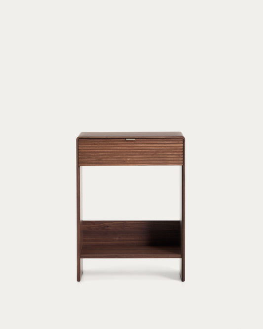 Console Norlen avec tiroir et étagère en placage de noyer FSC Mix Credit 60 x 81 cm