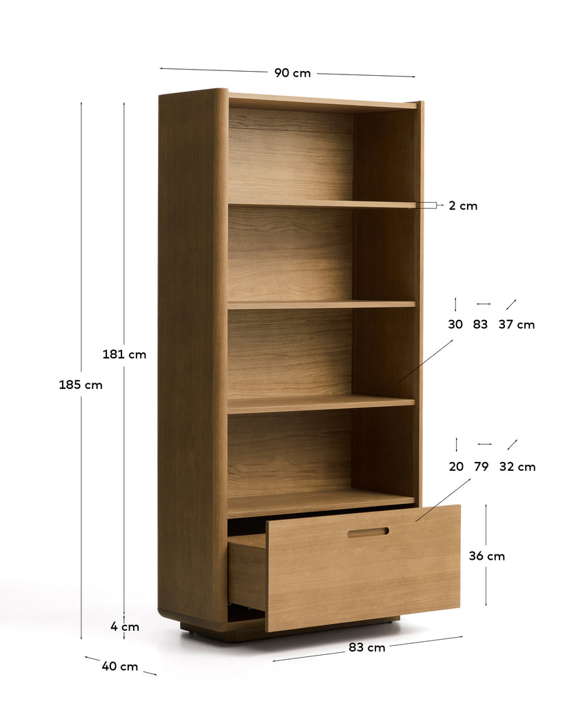 Étagère Arelida en placage et bois de chêne finition marron clair 90 x 185 cm FSC Mix Credit