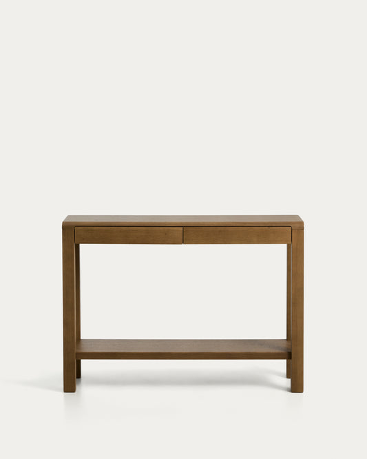 Console Arelida en placage et bois massif de chêne finition marron clair 112 x 80 cm FSC Mix Credit