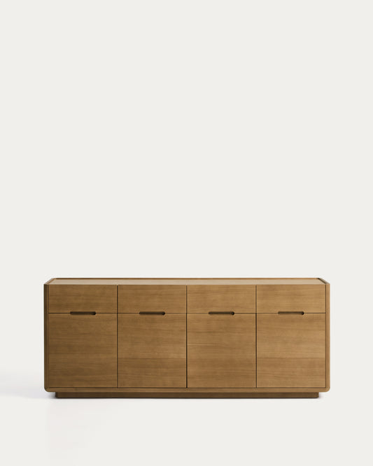 Buffet Arelida en placage et bois de chêne finition marron clair 200 x 80 cm FSC Mix Credit