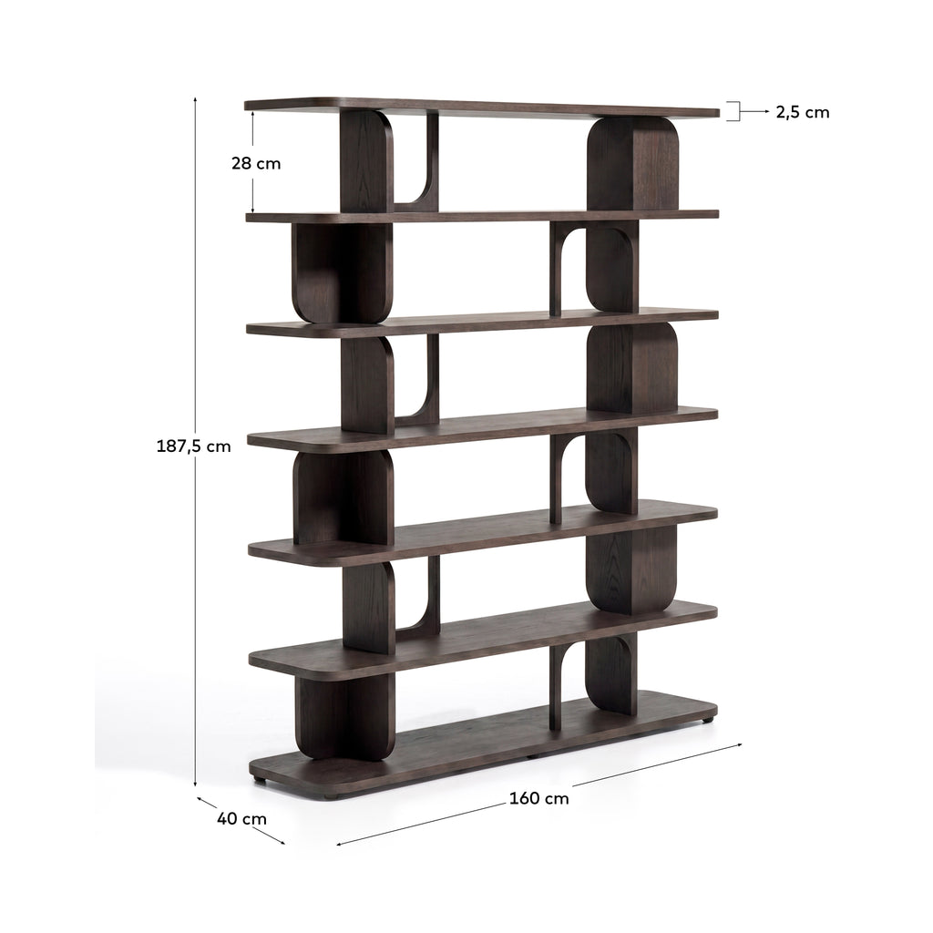 Étagère Aduma en placage de chêne avec finition ébonisée FSC 100 % 160 x 187 cm