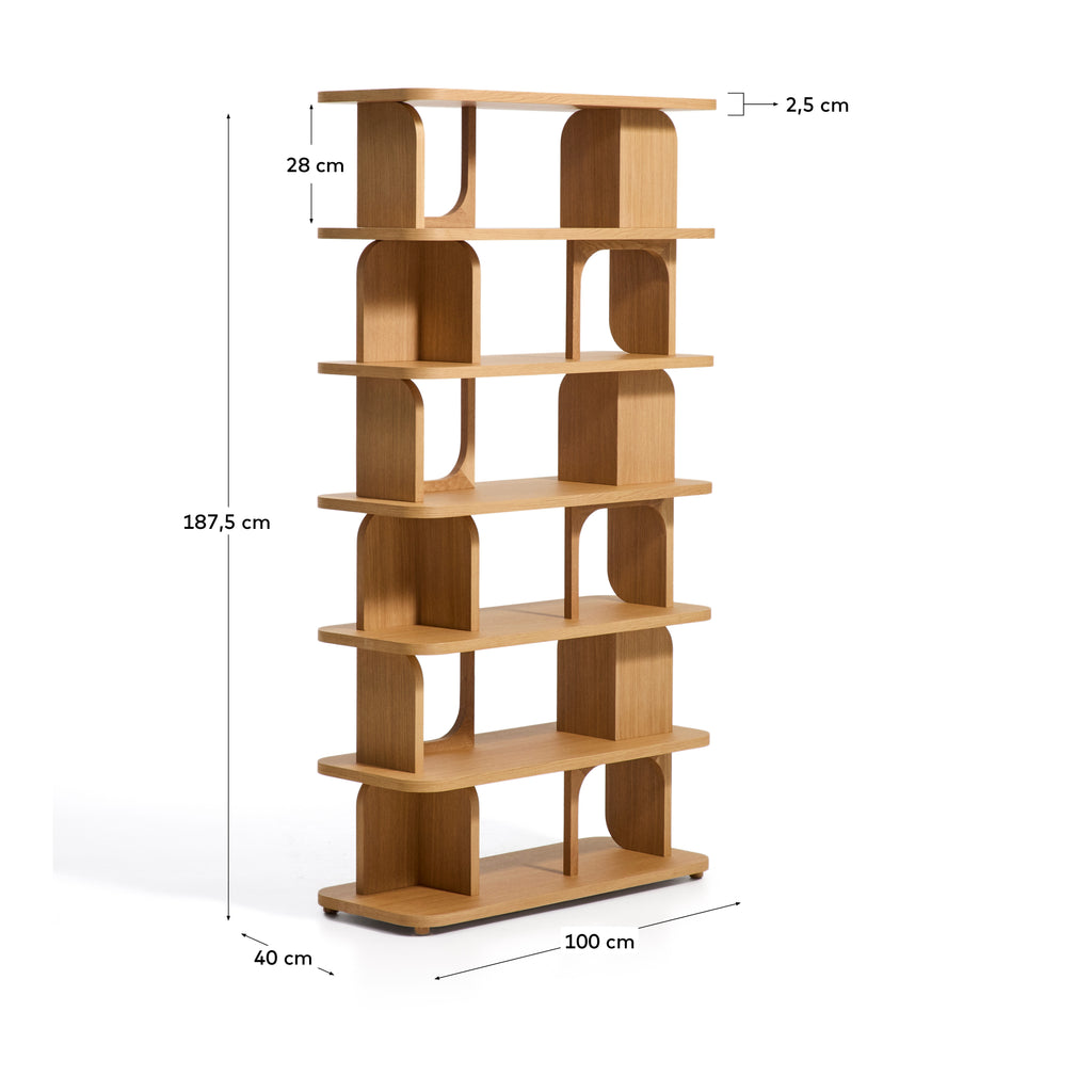 Étagère Aduma en placage de chêne avec finition ton naturel FSC 100 % 100 x 187 cm