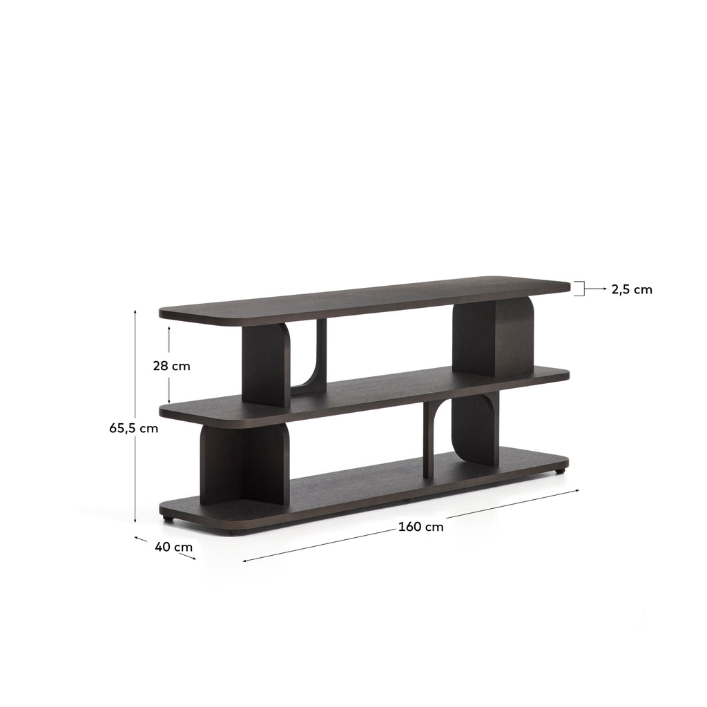 Étagère Aduma en placage de chêne avec finition ébonisée FSC 100 % 160 x 65 cm