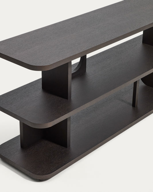 Étagère Aduma en placage de chêne avec finition ébonisée FSC 100 % 160 x 65 cm