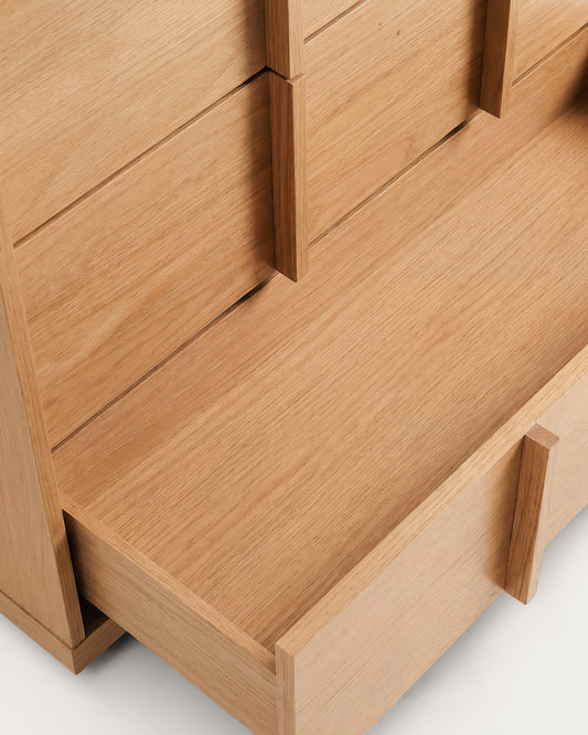 Commode Onix 3 tiroirs en placage de chêne finition ton naturel 100 x 78 cm FSC Mix Credit