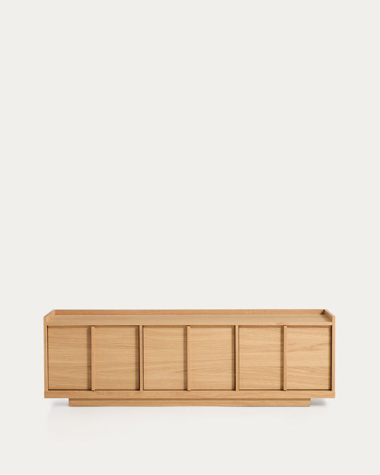 Meuble TV Onix en placage de chêne finition ton naturel 150 x 47 cm FSC Mix Credit