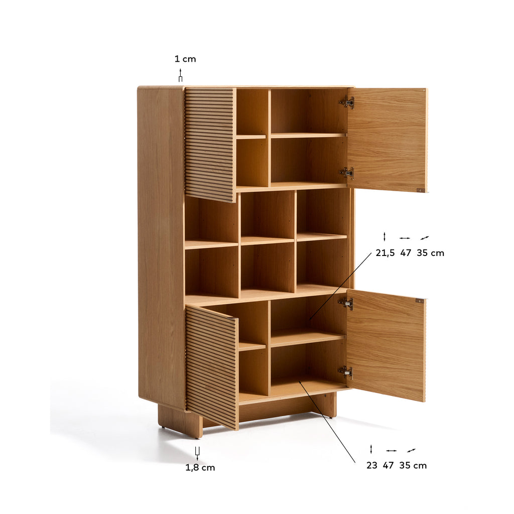 Buffet haut Norlen 4 portes en placage de chêne avec finition naturelle FSC Mix Credit 100 x 163 cm
