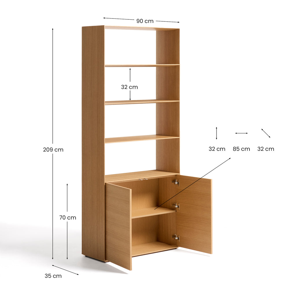 Étagère Visala en placage de chêne 90 x 209 cm FSC Mix Credit