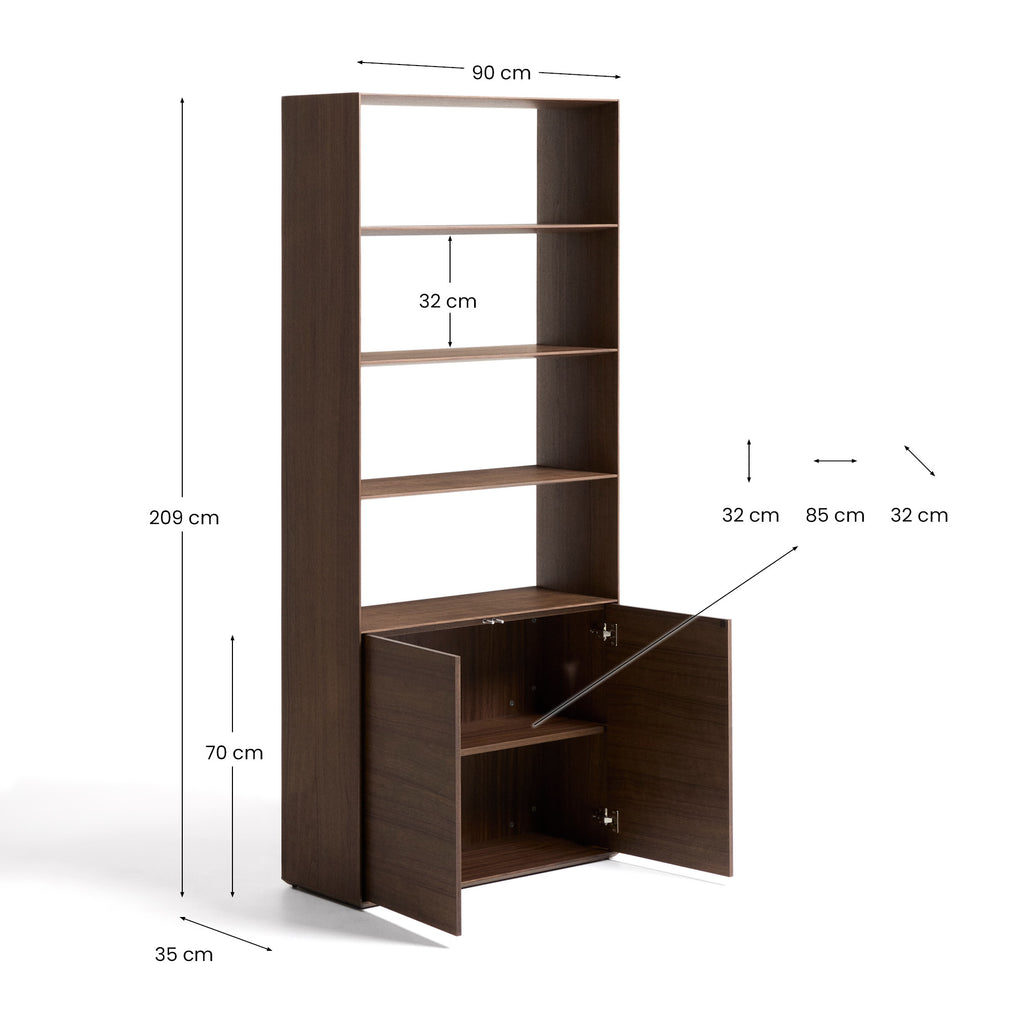 Étagère Visala en placage de noyer 90 x 209 cm FSC Mix Credit
