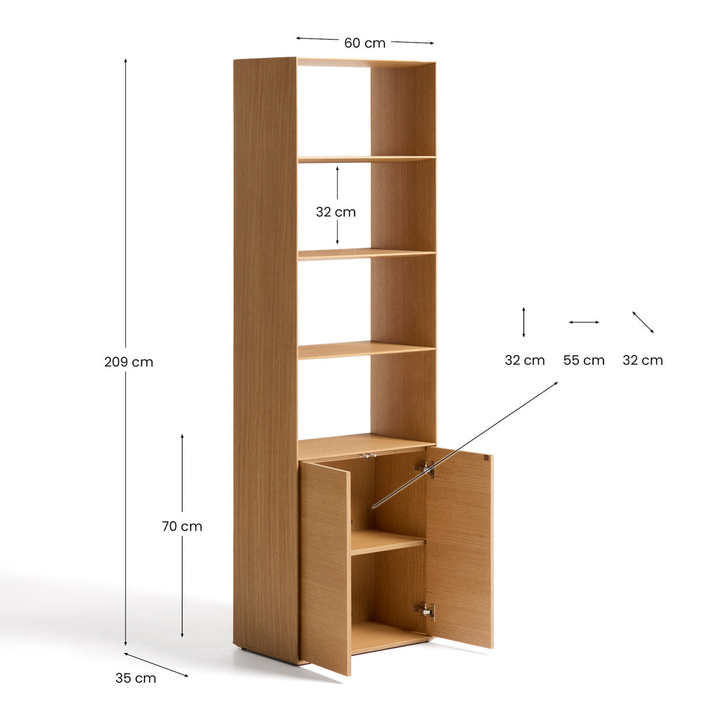Étagère Visala en placage de chêne 60 x 209 cm FSC Mix Credit