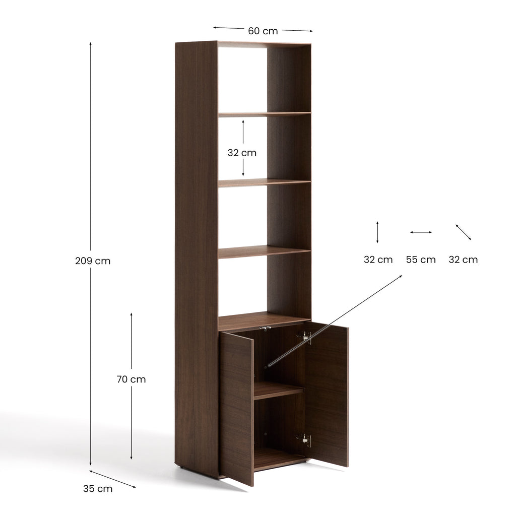 Étagère Visala en placage de noyer 60 x 209 cm FSC Mix Credit