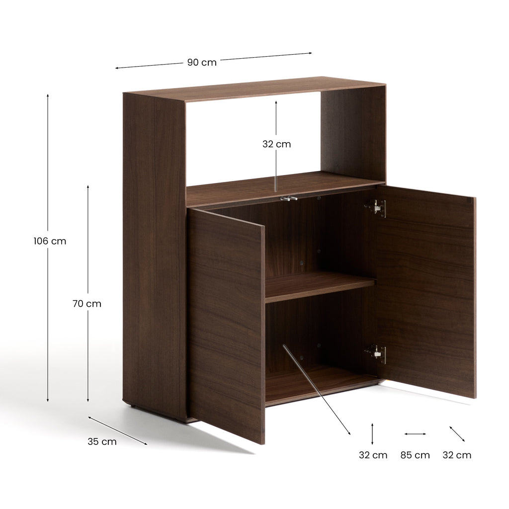 Étagère Visala en placage de noyer 90 x 106 cm FSC Mix Credit