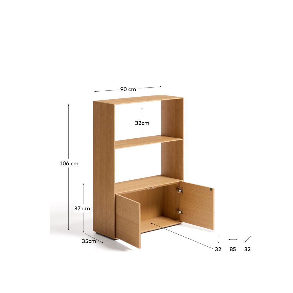 Étagère Visala avec 1 étagère visible en placage de chêne 90 x 106 cm FSC Mix Credit