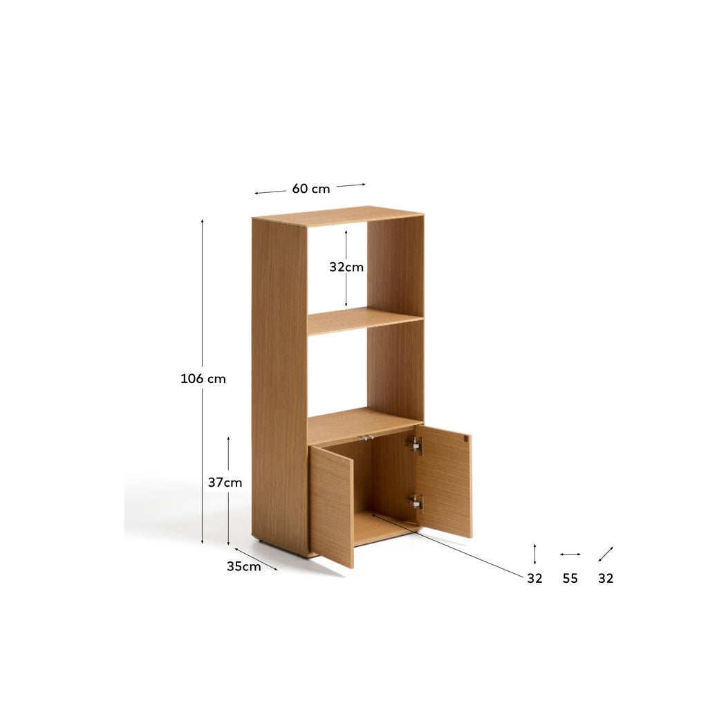 Étagère Visala avec 1 étagère visible en placage de chêne 60 x 106 cm FSC Mix Credit