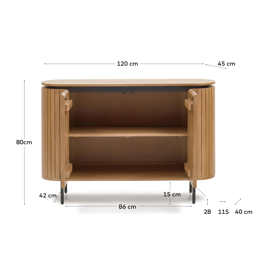 Buffet Licia 2 portes en bois de manguier et métal peint en noir 120 x 80 cm
