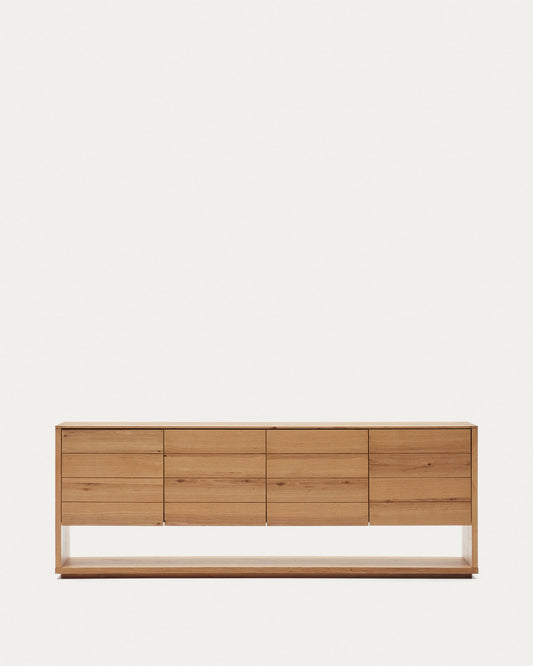 Buffet Alguema 4 portes en placage de chêne finition naturelle 200 x 74 cm