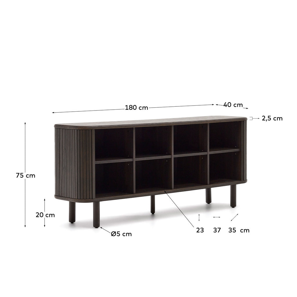 Buffet Mailen 2 portes en placage de frêne avec finition foncée 180 x 75 cm