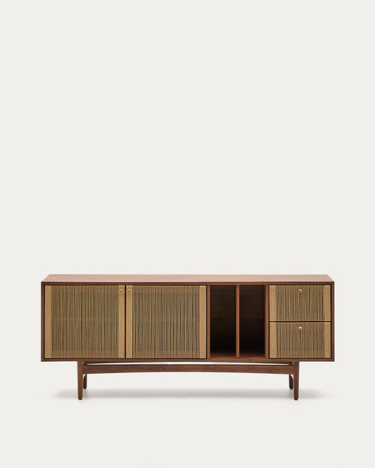 Buffet Elan 2 portes 2 tiroirs en placage, bois de noyer et corde 180x73cm/FSC Mix Credit