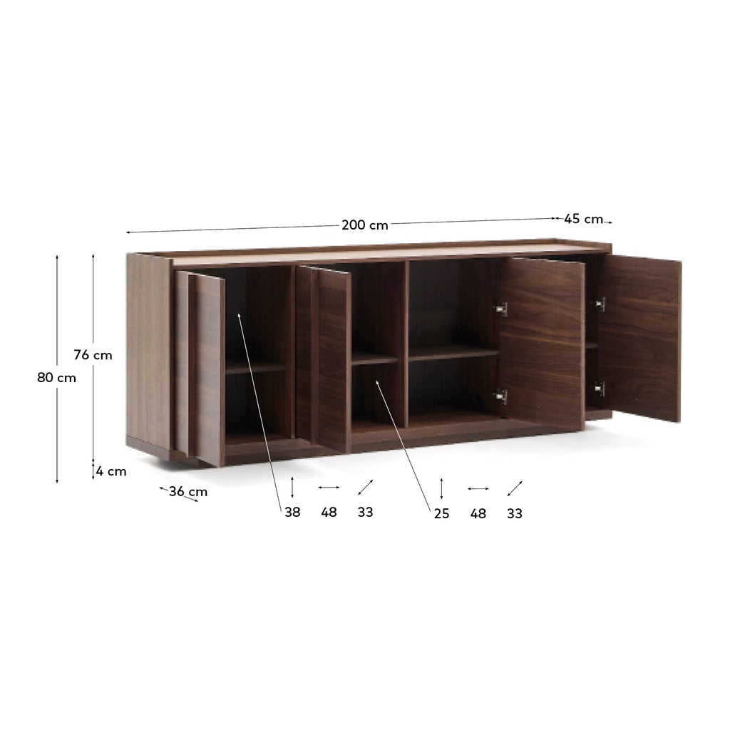 Buffet Onix en placage de noyer finition foncée 200 x 80 cm FSC Mix Credit
