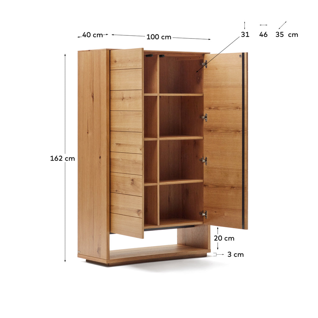 Buffet haut Alguema 2 portes en placage de chêne finition naturelle 100 x 163,5 cm