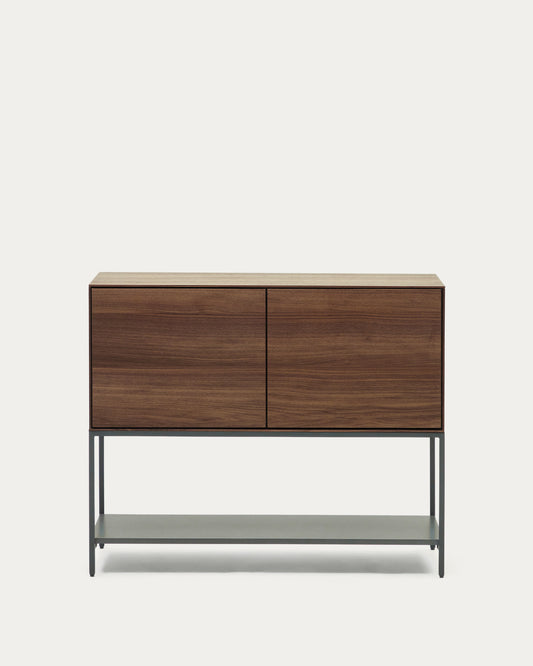 Buffet Vedrana 2 portes placage de noyer et pieds en acier noir 97,5 x 80 cm