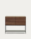 Buffet Vedrana 2 portes placage de noyer et pieds en acier noir 97,5 x 80 cm