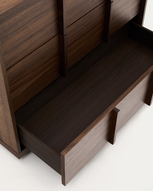 Commode Onix 3 tiroirs en placage de noyer finition foncée 100 x 78 cm FSC Mix Credit