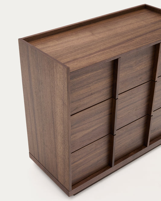 Commode Onix 3 tiroirs en placage de noyer finition foncée 100 x 78 cm FSC Mix Credit