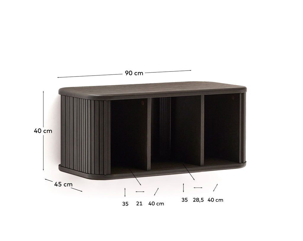 Meuble de salle de bain Mailen en placage de frêne avec finition foncée 90 x 45 cm