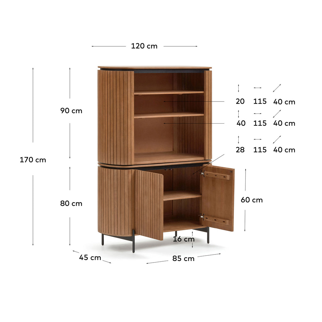 Buffet haut Licia 2 portes en bois de manguier et métal peint en noir 120 x 170 cm