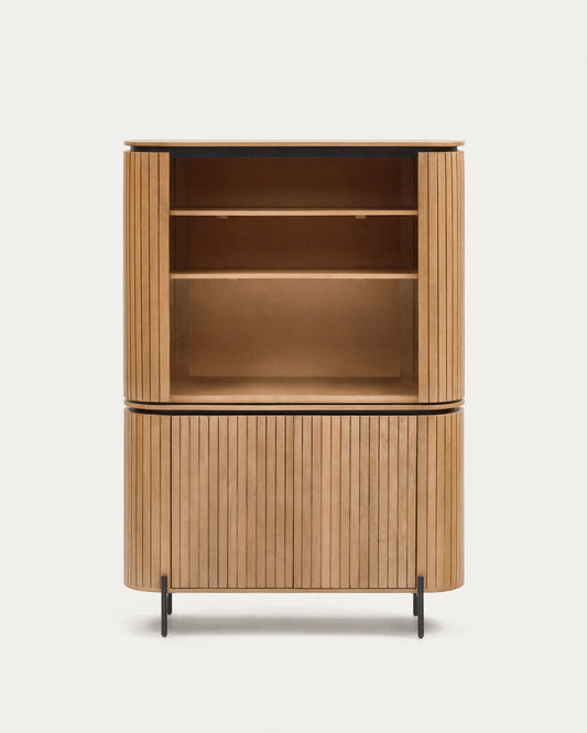 Buffet haut Licia 2 portes en bois de manguier et métal peint en noir 120 x 170 cm