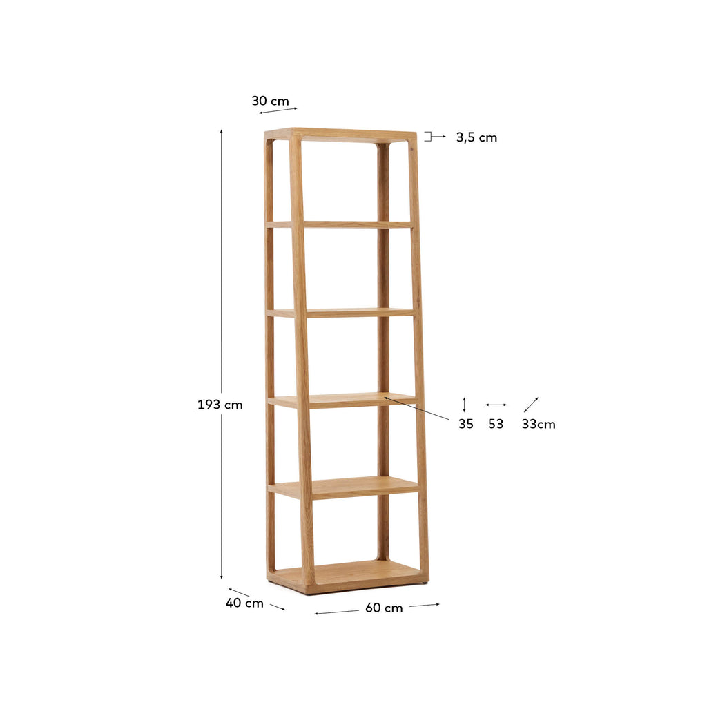 Étagère Maymai avec structure en bois de chêne 60 x 193 cm